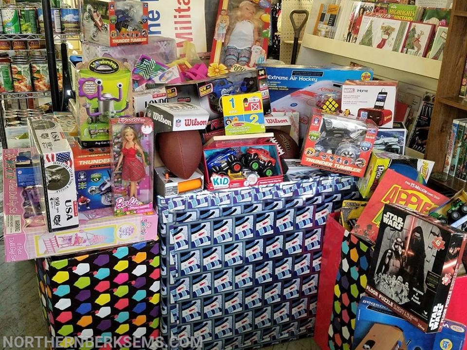 Photos of donations from toy drive of 2017